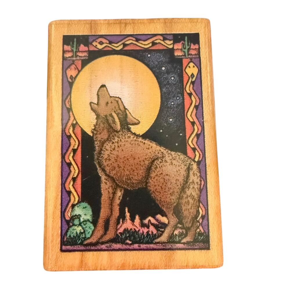 Comotion Vintage 1996 Coyote Moon 885 Rubber Stamp